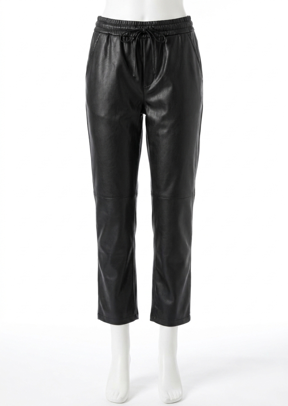 NEW BISHOP + YOUNG pleat crop vegan leather pant in blk